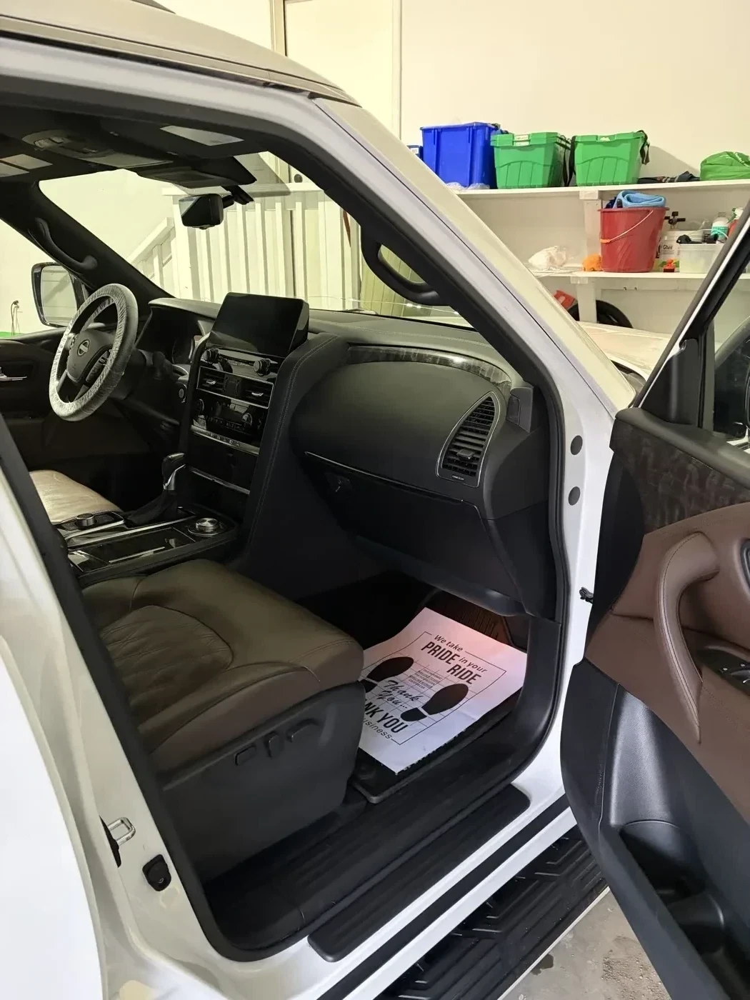 Nissan Armada interior after detailing — close up