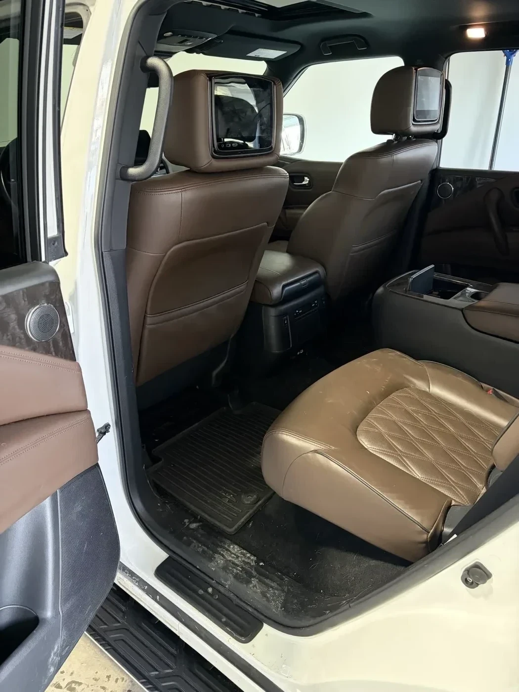 Nissan Armada interior before detailing — close up