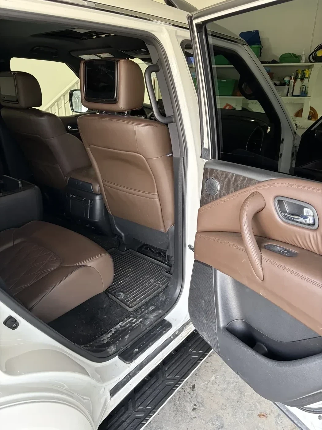 Nissan Armada interior before detailing — close up