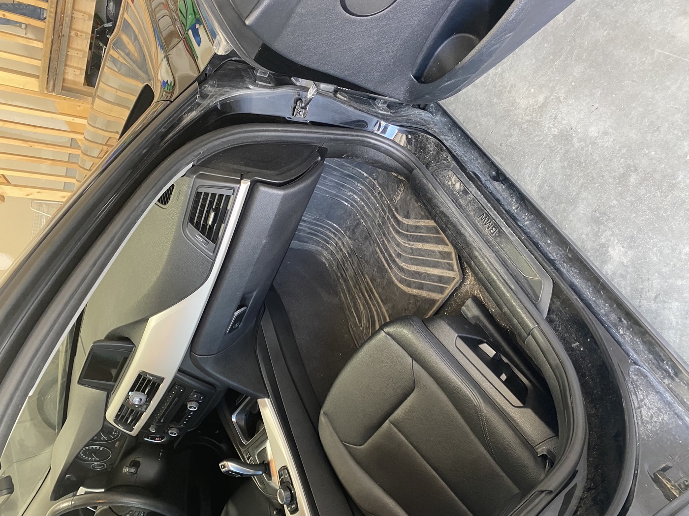 BMW 3 Series interior before detailing — close up