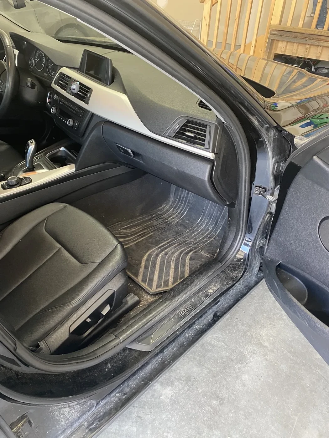 BMW 3 Series interior before detailing — close up