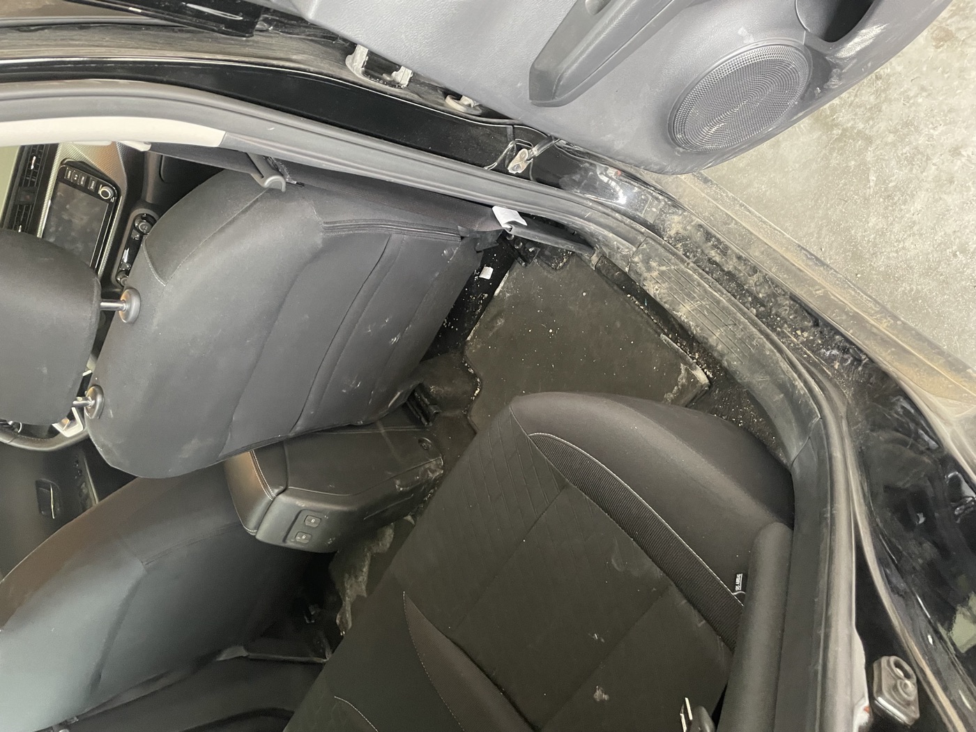 Nissan Kicks interior before detailing — close up