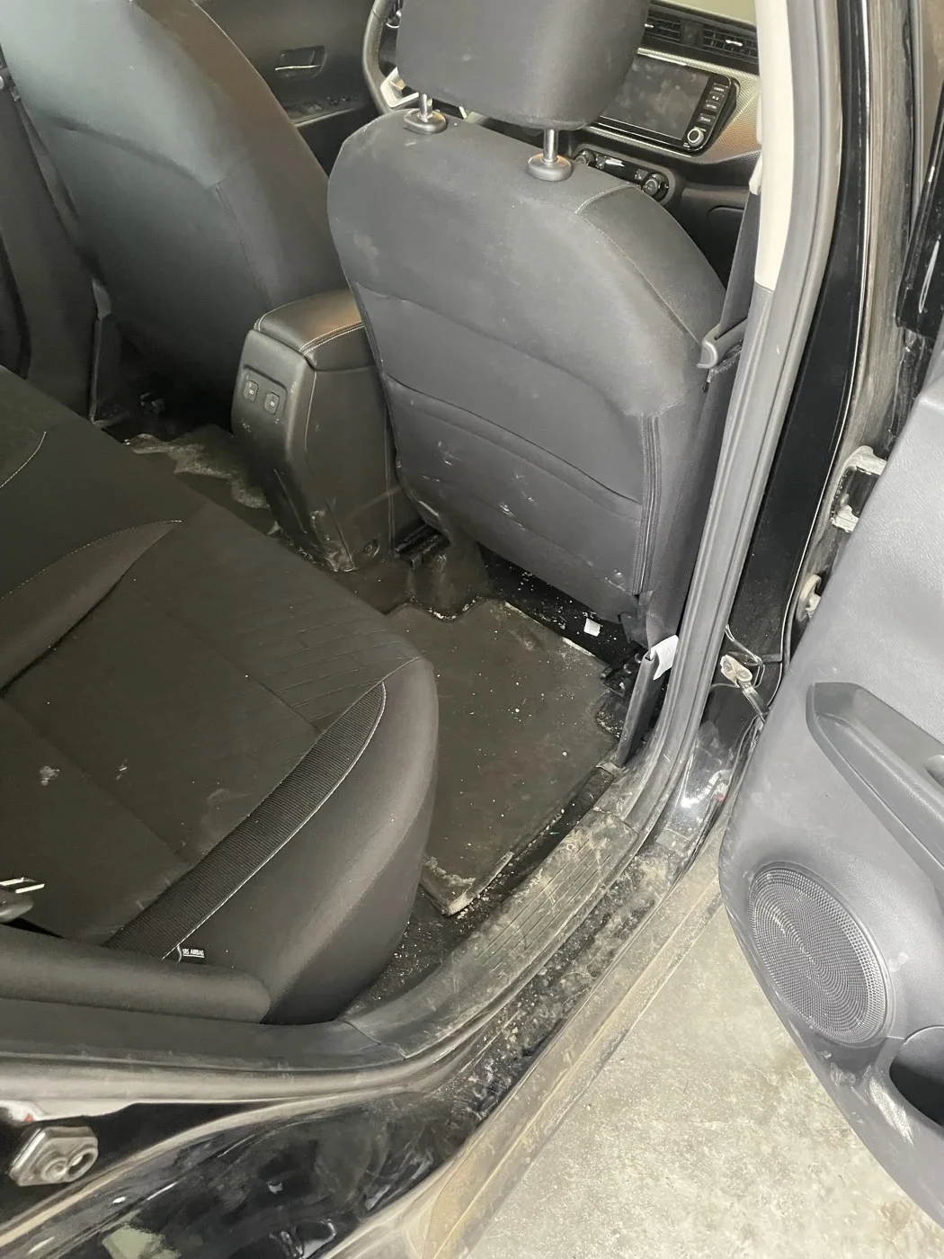Nissan Kicks interior before detailing — close up