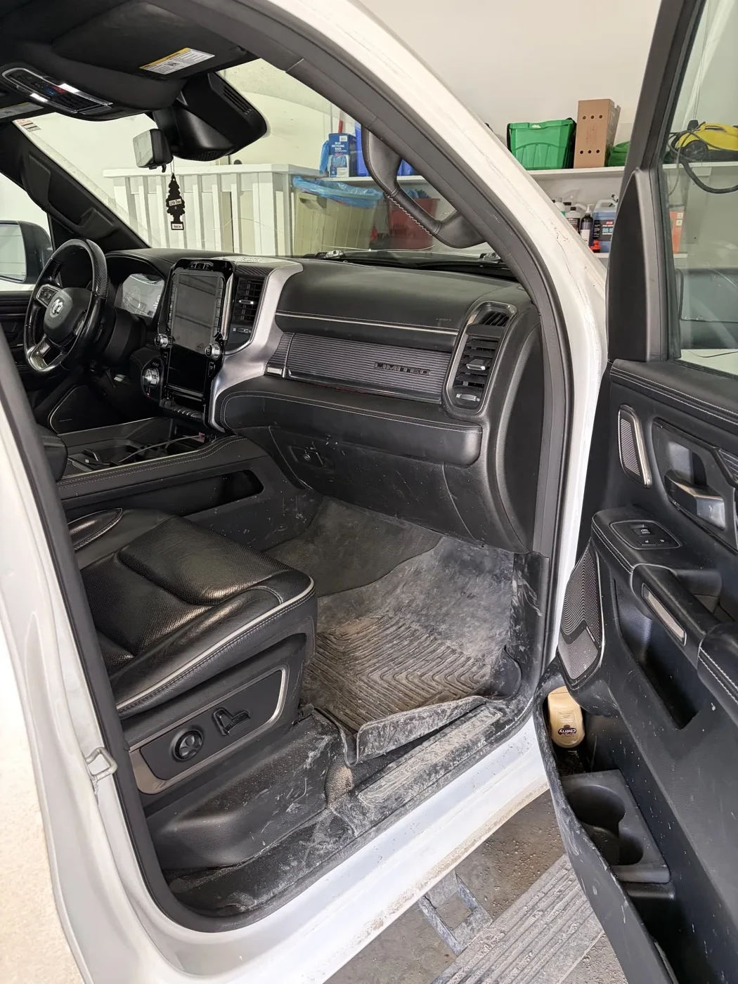 RAM 1500 interior before detailing — close up